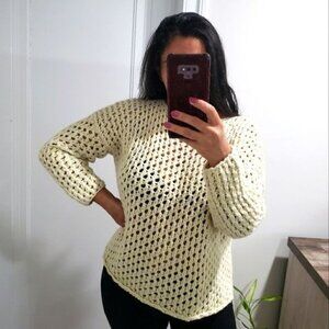 Hania By Anya Cole Luxury Cashmere Open Stich Pastel Yellow Sweater